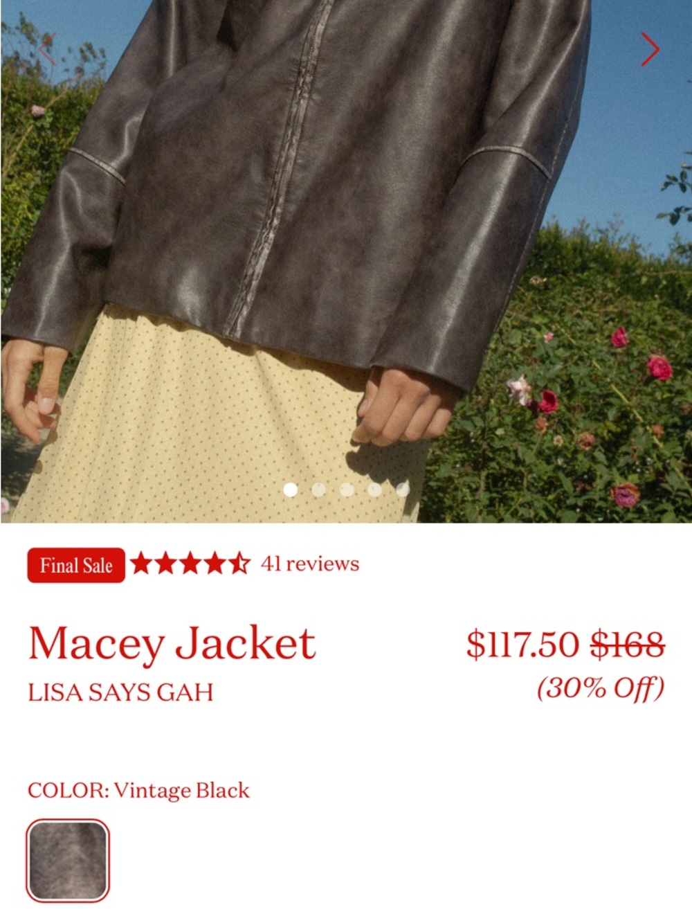 Lisa Says Gah Oversized Faux Leather Zip Jacket AND matching skirt in Dark Brown - Picture 2 of 8